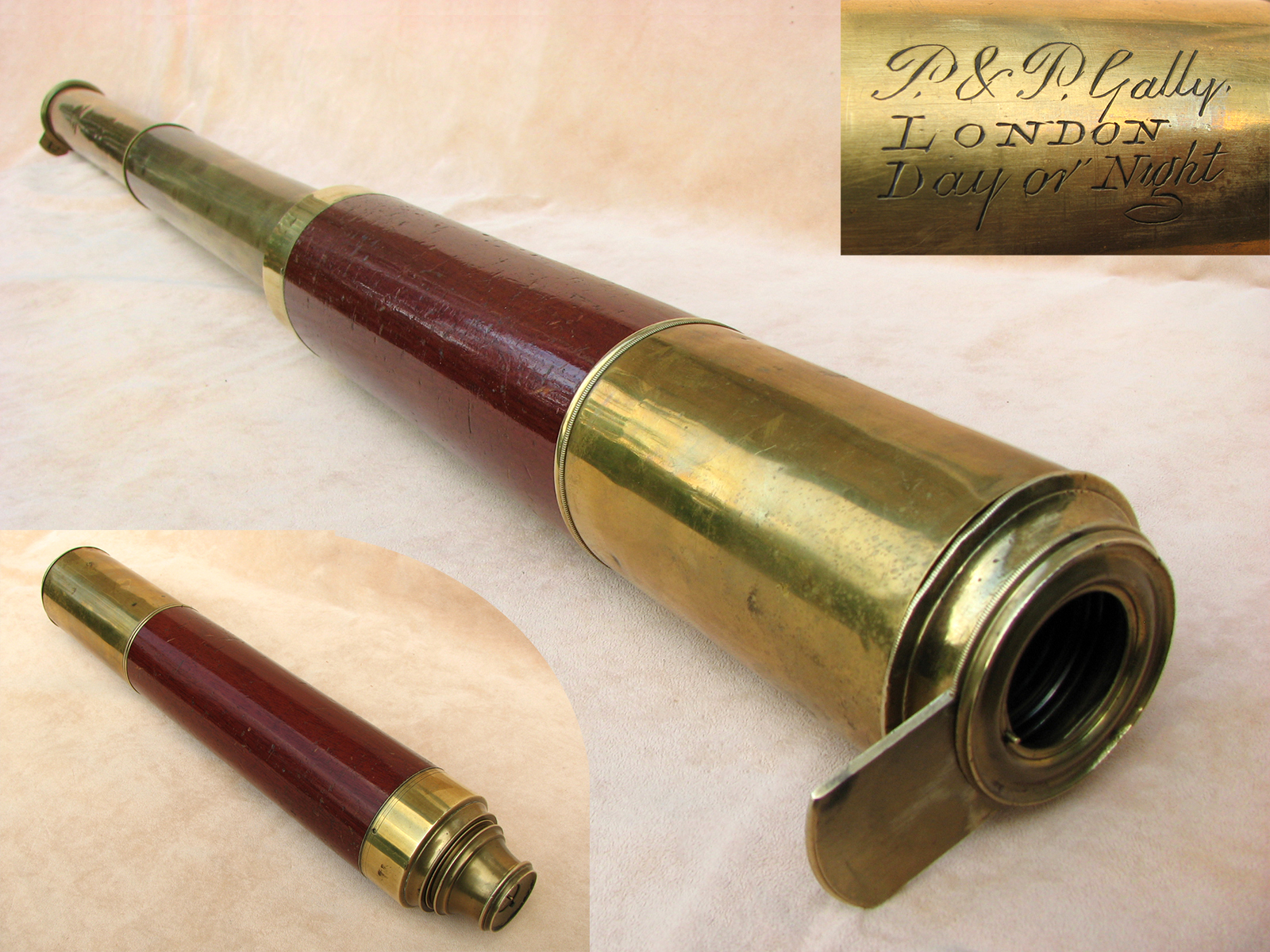 Early 19th century 2 draw Naval telescope signed P & P Gally, London